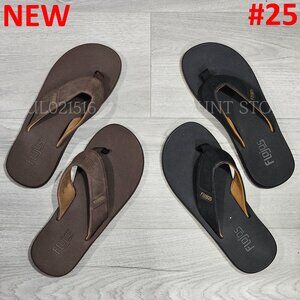 FLOJOS Men's Memory Foam Sandals (Model 25) ~ Black/Brown ~ Size 8 9 10 11 12 13